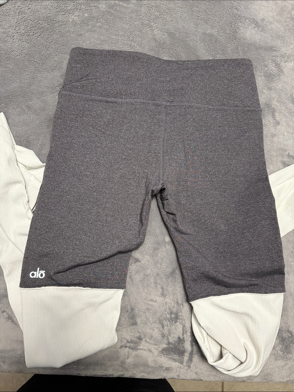 ALO Yoga White and Charcoal Ribbed Leggings Duo - Picture 2 of 3